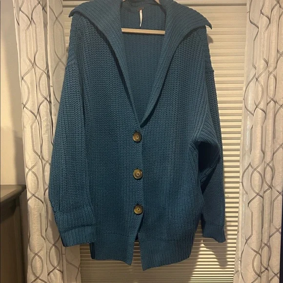 Free People Teal Button-Up Cardigan - Picture 1 of 7